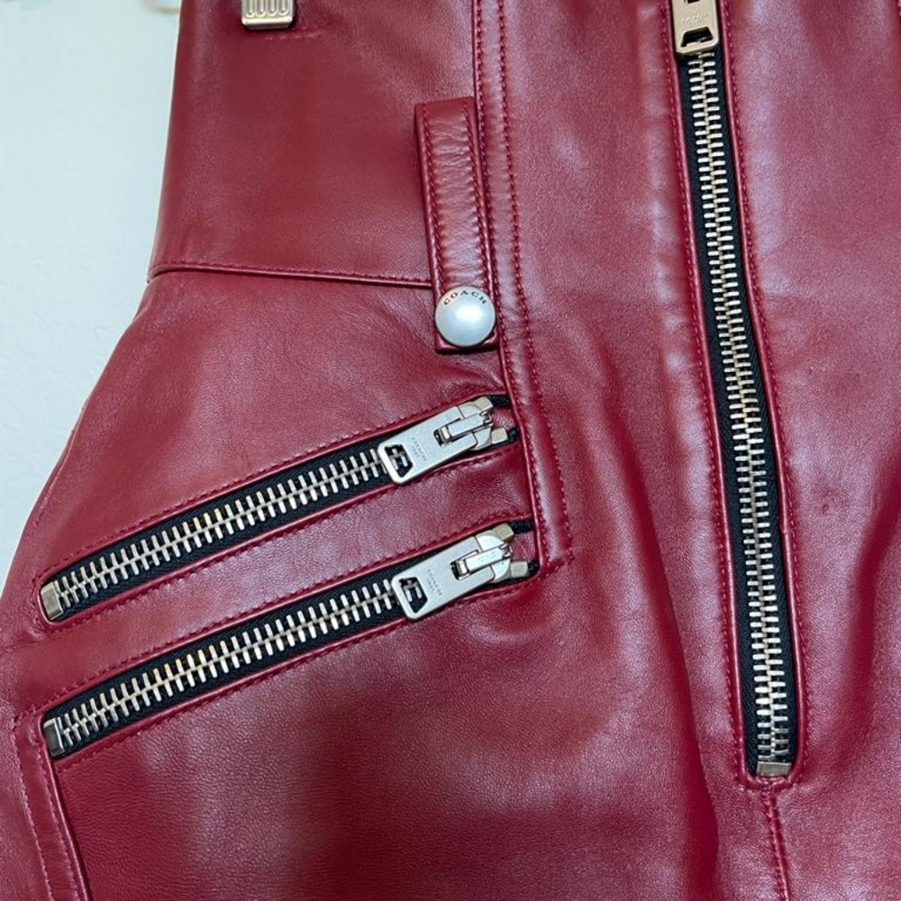 COACH High Waisted Lambskin Moto Skirt - Picture 2 of 11